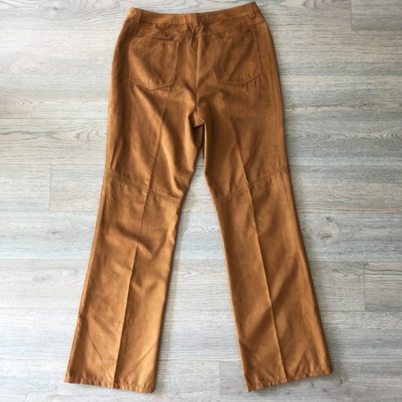 Vintage Burnt Orange Faux Suede Western Prairie Straight Leg Pants - Picture 5 of 6